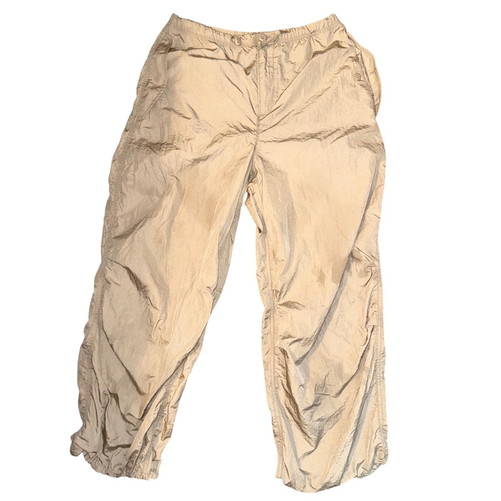 TNA Aritzia Nylon Parachute Cargo Pants Tan Beige Wide Leg Streetwear Mens M